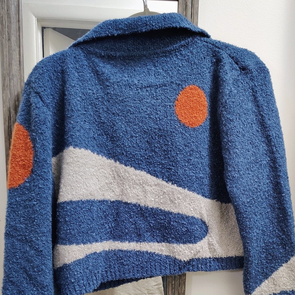 Honor The Gift Blue and White V-Neck Sweater - Picture 3 of 4